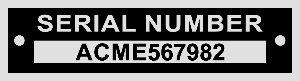 Serial Number Plate Aluminum