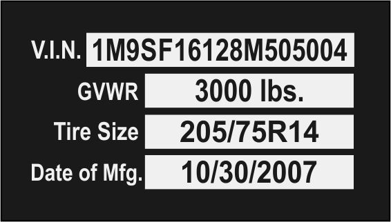 Dashboard / Windshield VIN PLATE With Barcode GM STYLE Vehicle Identification  Number Aluminum id Tag with custom