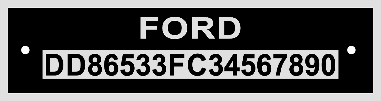 VIN Plate for Ford
