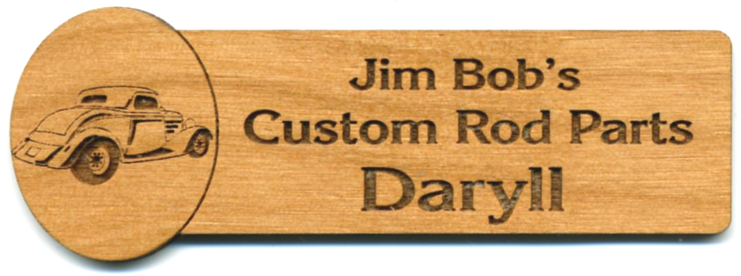 Laser Engraved Custom Wood Name Tag